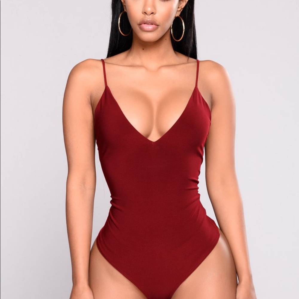💕❤️😍V NECK BODYSUIT - BURGUNDY😍❤️💕 - Picture 4 of 4